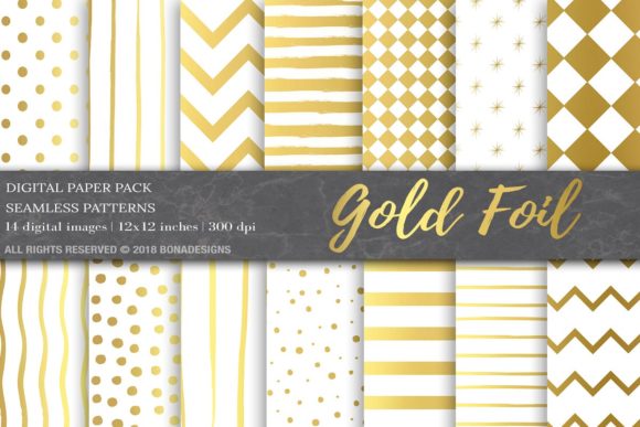 Gold Foil Digital Paper Pack