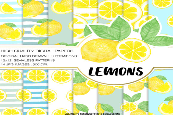 Lemons Digital Paper, Lemons Background, Lemon Pattern: A Creative Resource for Every Project